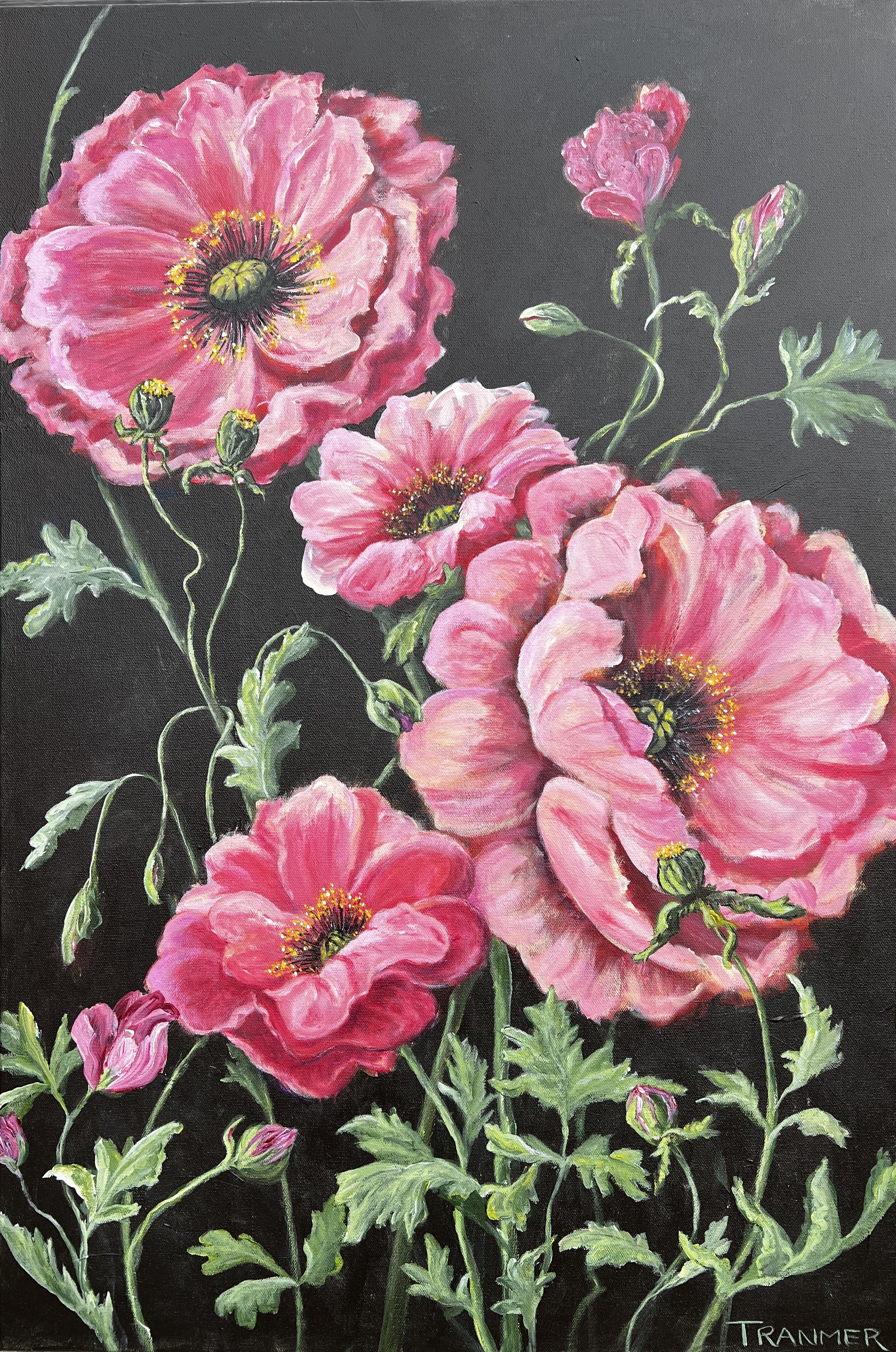 Pink Poppies. 36" x 24". $2500