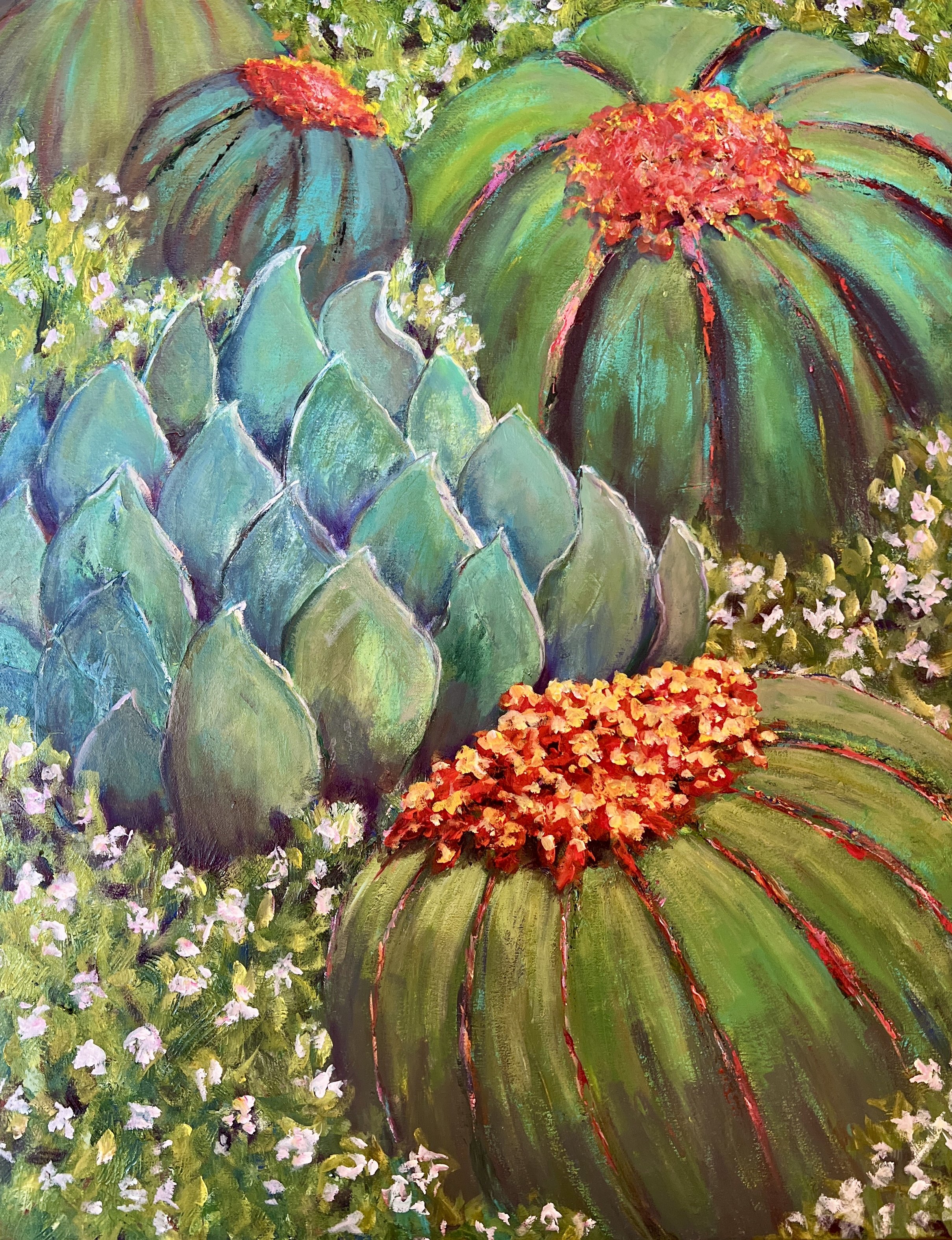 Barrel Cacti 36”x 27”. $2500