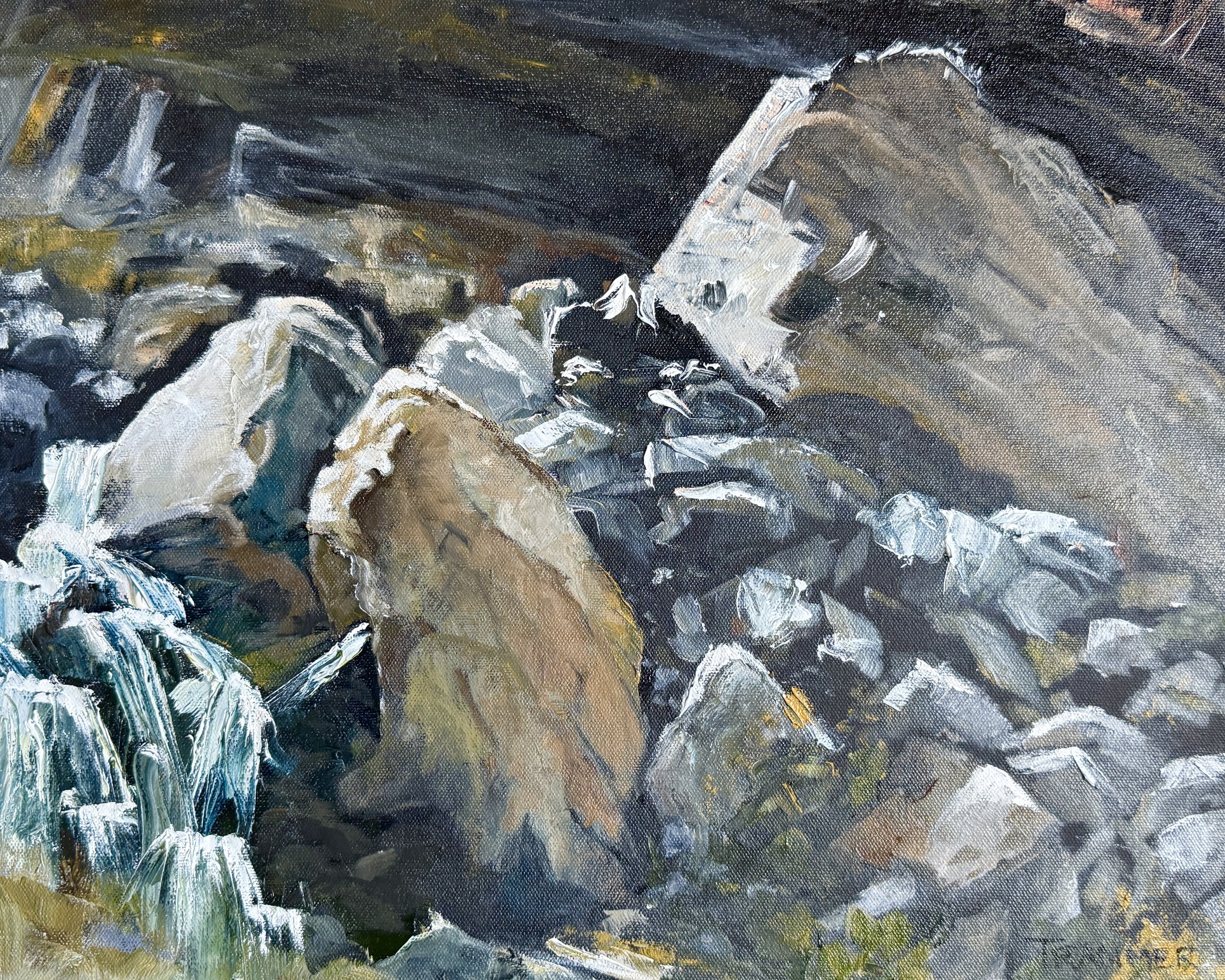 Stone and Stream. 16"x20". Oil. $1150