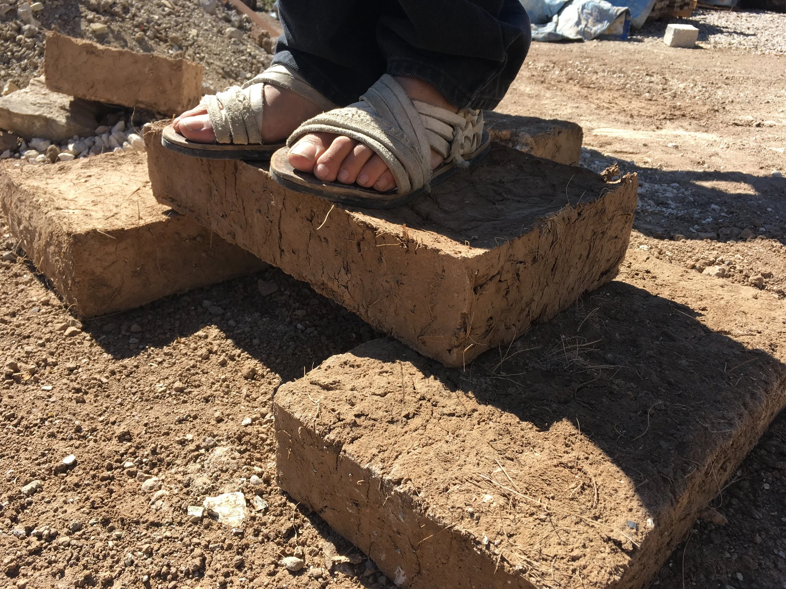  First prototypes of agave fiber adobe bricks.&nbsp; 
