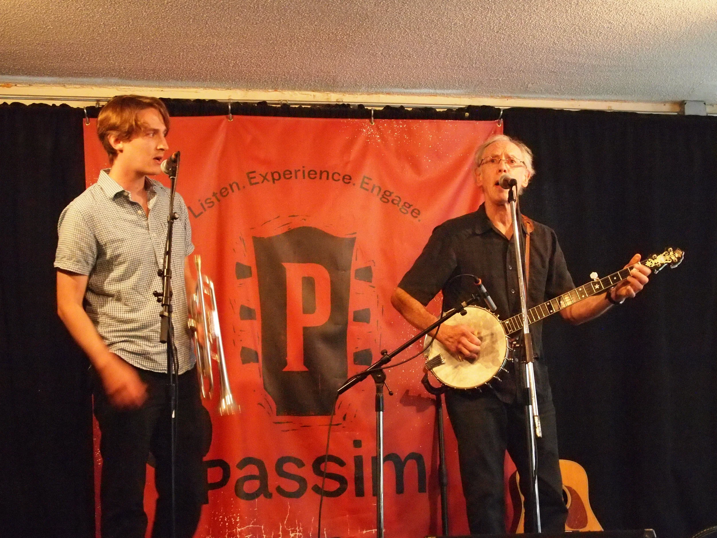 Daniel and Phil Rosenthal performing at Club Passim
