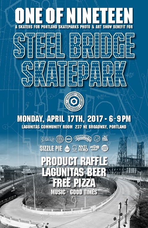 SPS Photo & Art Show flyer for Steel Bridge Skatepark fundraiser