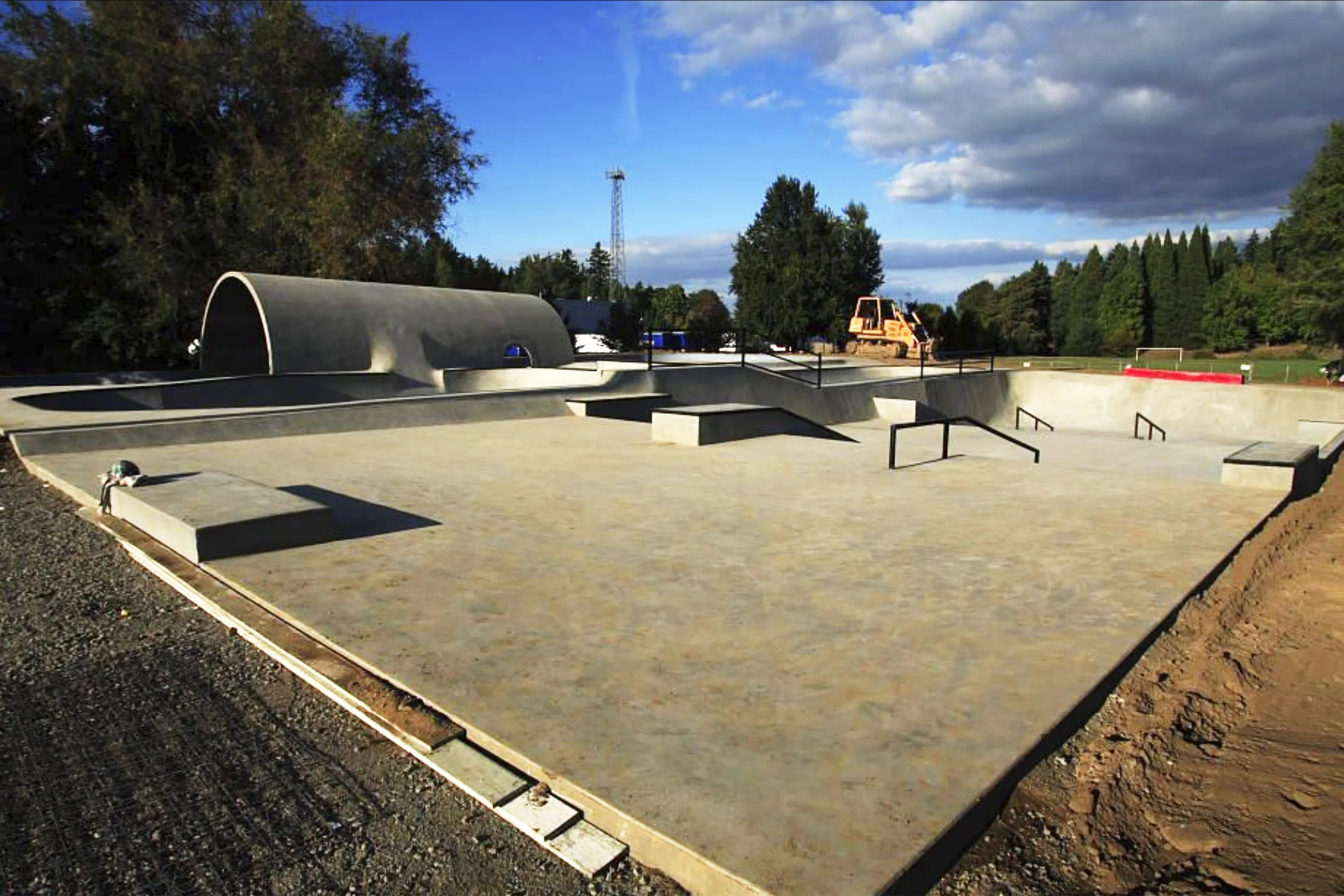 Pier Park’s skatepark sits completed aside from its landscaping with opening day just around the corner.