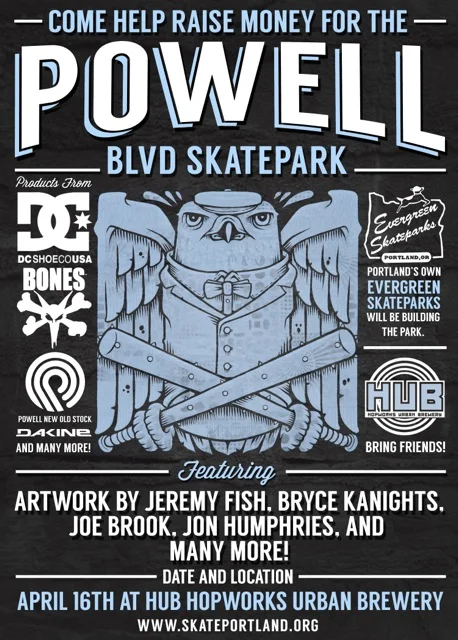 Flyer for Powell Street Skate Spot fundraiser at Hopworks Urban Brewery
