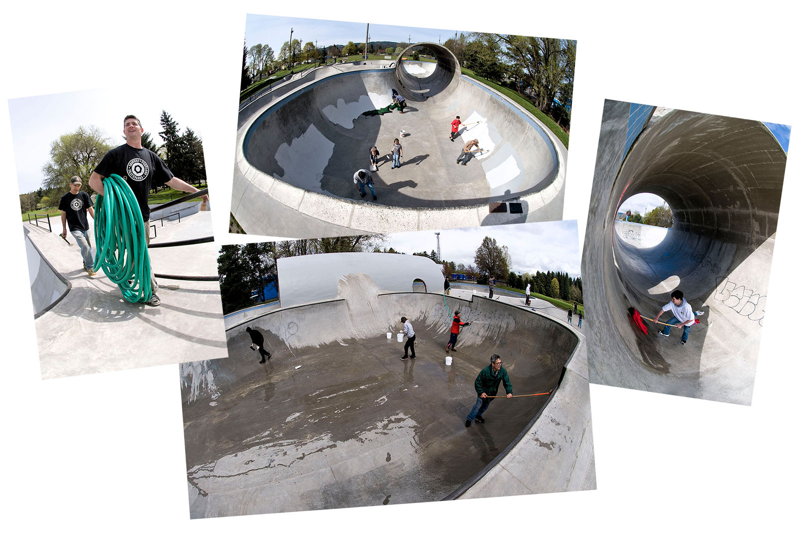 Skaters for Portland Skateparks volunteer team care for their grounds with graffiti removal and clean up at Pier Park Skatepark. Photos by EarthPatrol Media
