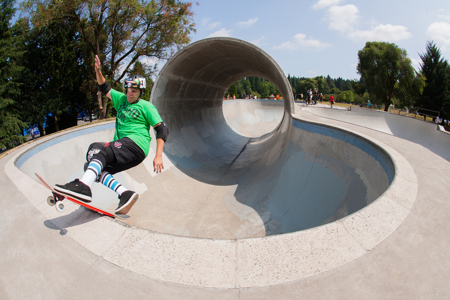  Visiting Floridian and founder of  Grind For Life,  Mike Rogers enjoys an afternoon at Pier Park Skatepark with frontside rock and roll. 