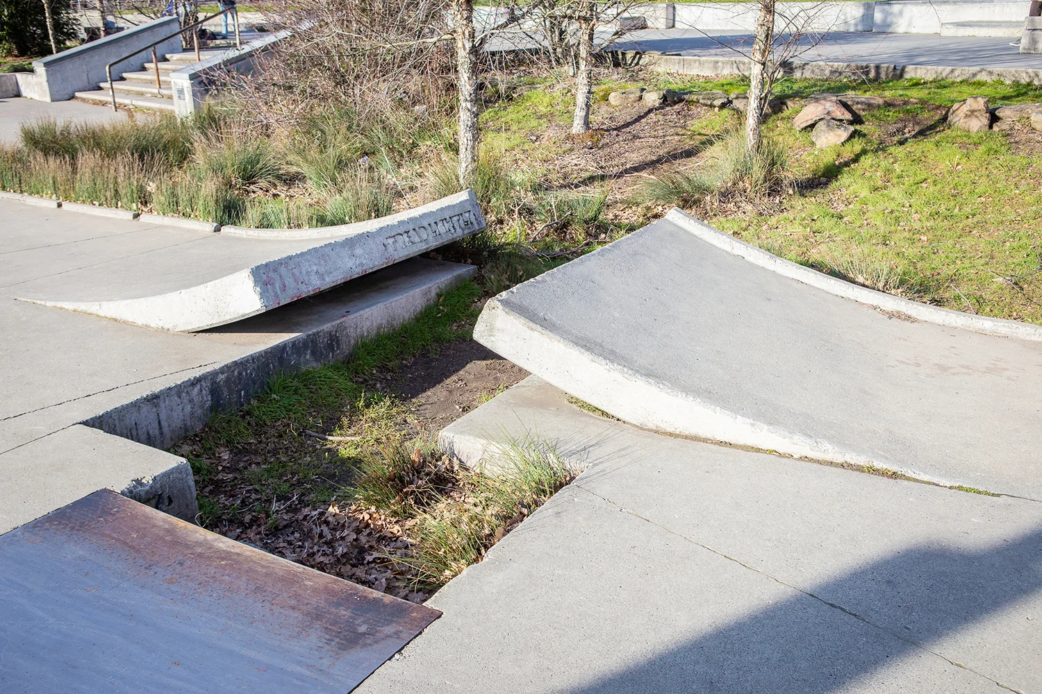 A fundamental gap jump awaits those that seek fun and progression at Ed Benedict Skate Plaza.