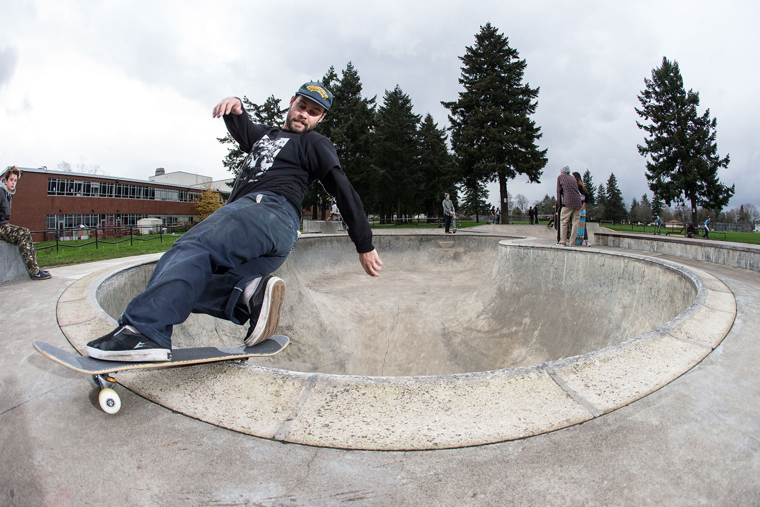  Portland resident Alex Foy frontside rocks Glenhaven Skatepark’s Peanut Bowl with style. 