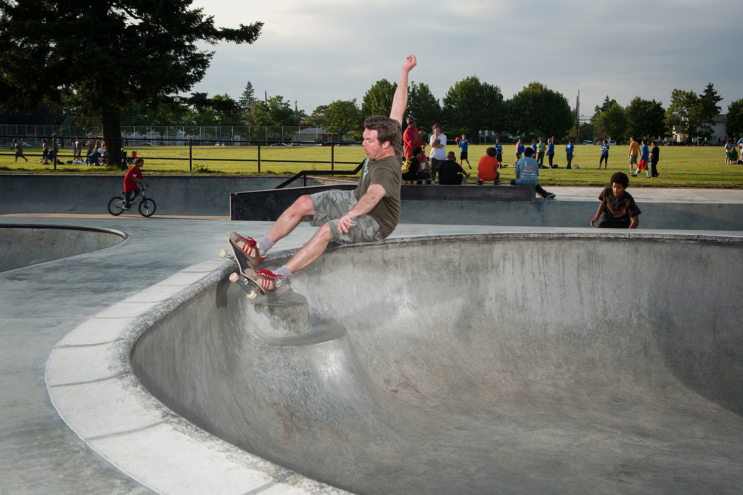  SPS co-founder Tom Miller grinds over the steps at Glenhaven Skatepark. 