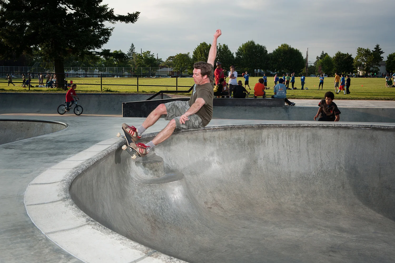 SPS co-founder Tom Miller grinds over the steps at Glenhaven Skatepark.
