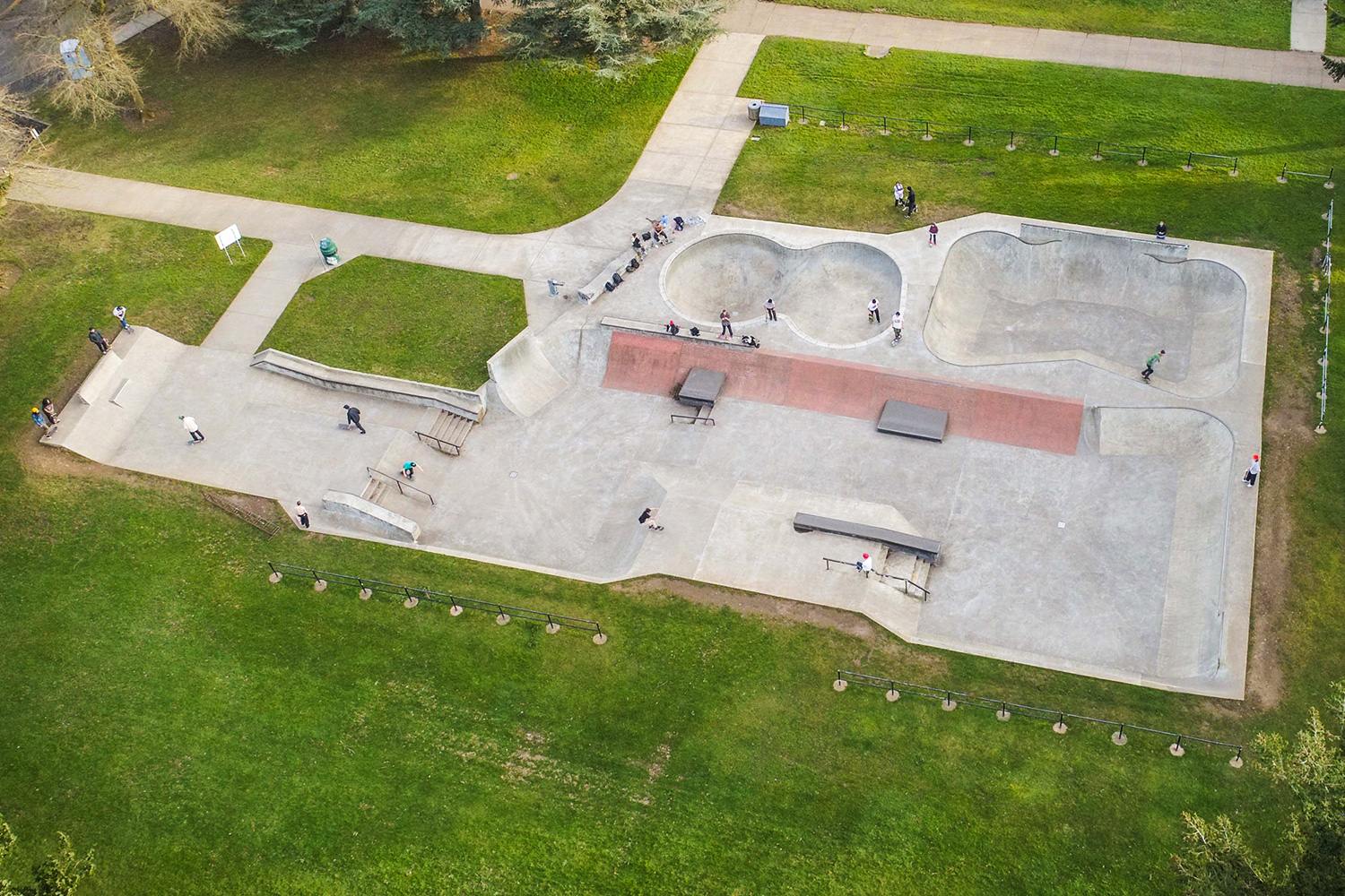  An aerial overview of Northeast Portland’s Glenhaven Skatepark 