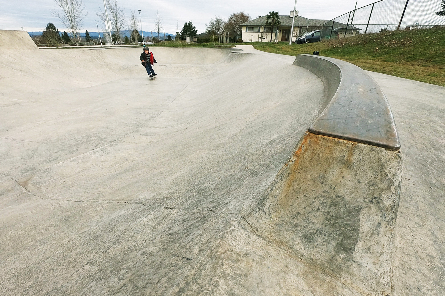 A steel capped curb feature at the Luuwit Skate Spot. 