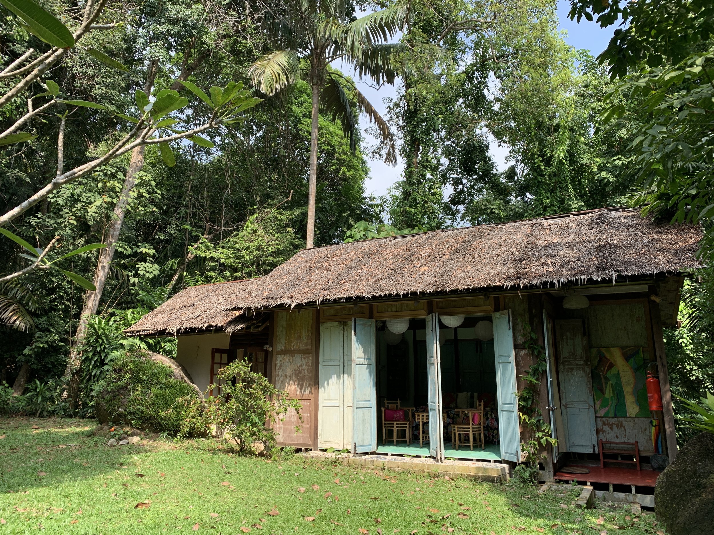 Tropical living means open windows in the morning. Views of the jungle. 