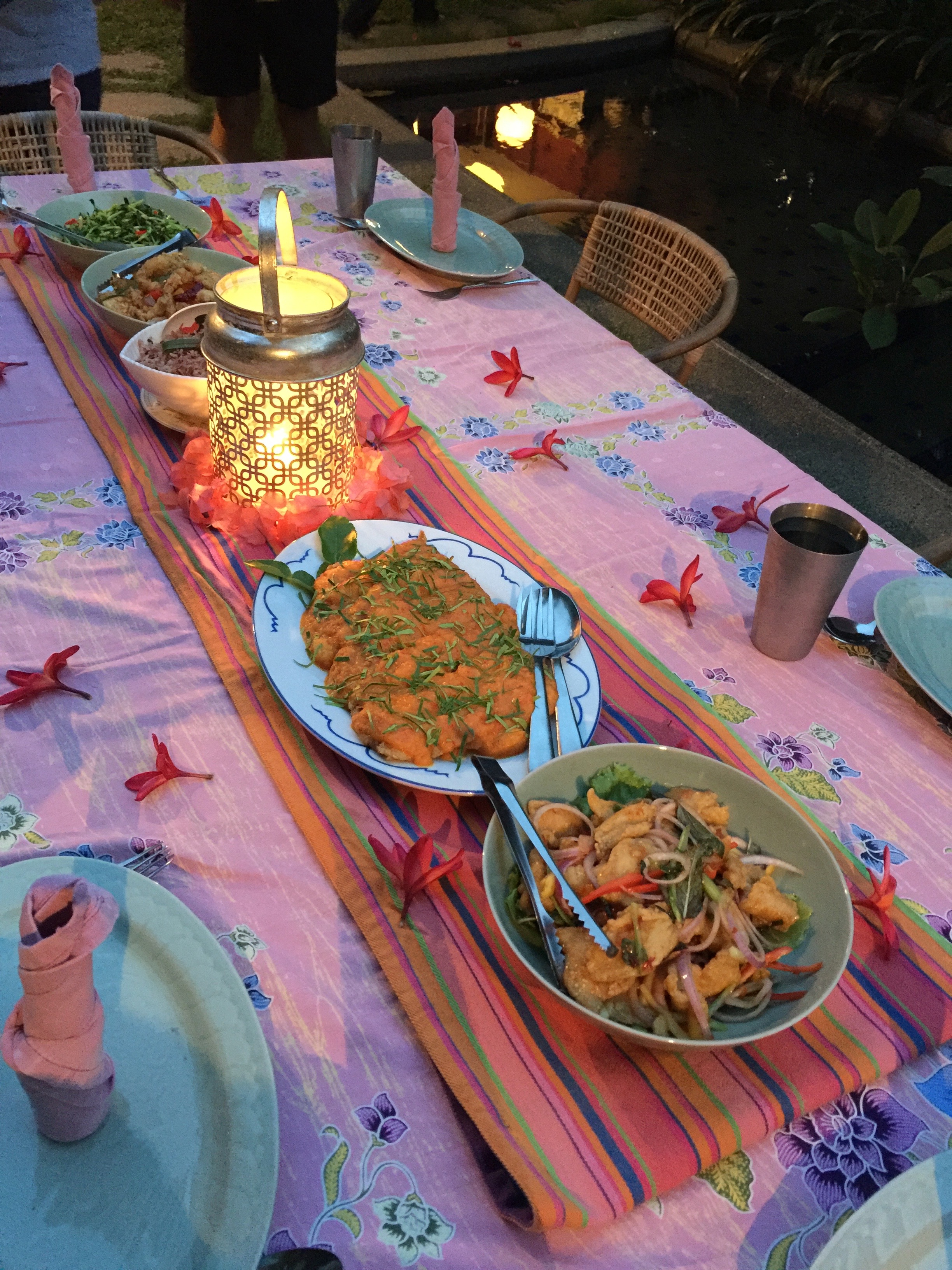 Dinner is served poolside at Tiger Rock