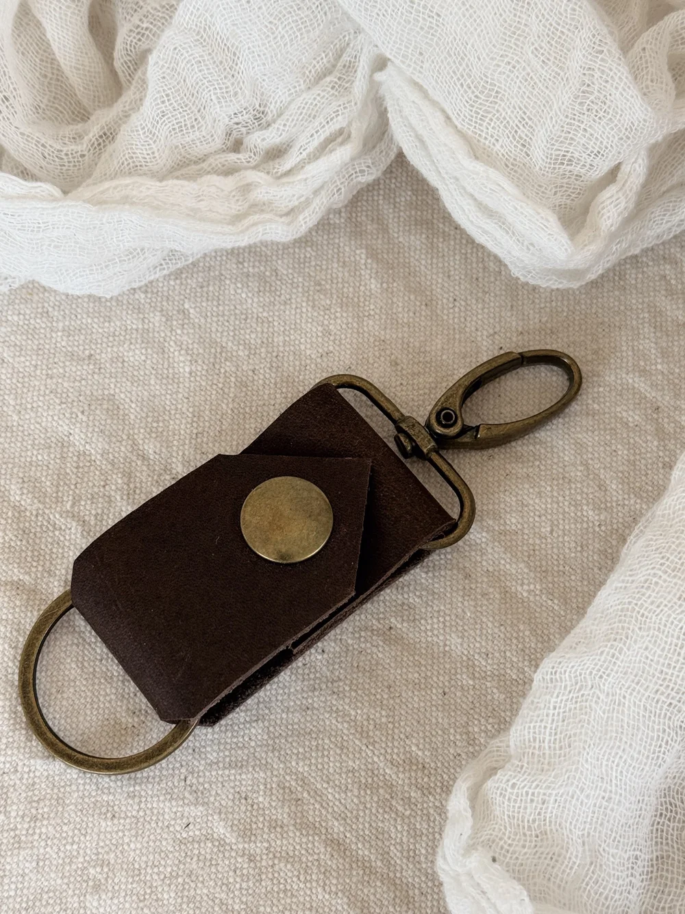 【SUNDAY OFF CLUB】knuckle keyring Antique Leather Snap Key Ring — Branch Collective