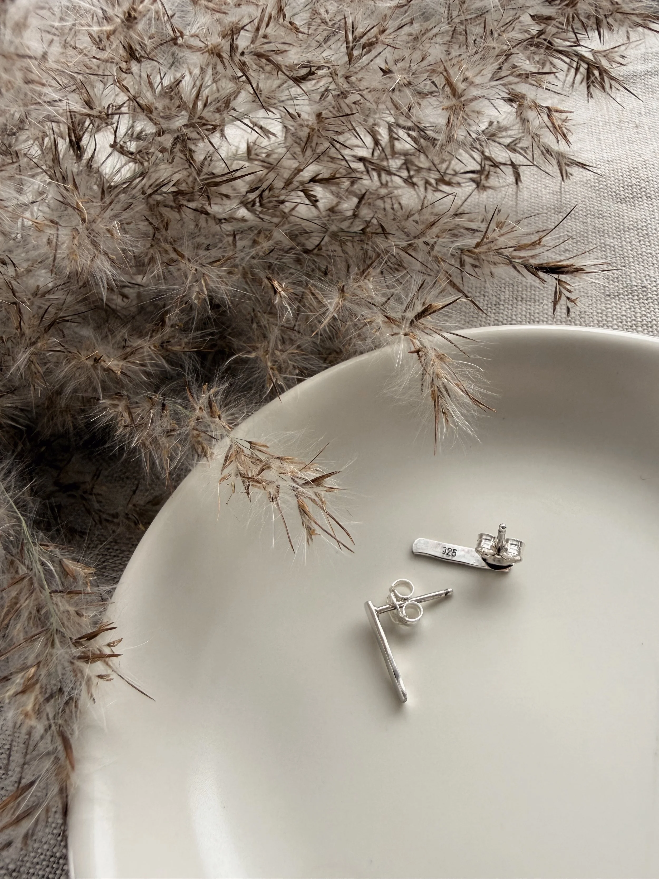 Silver Chip Stud Earrings