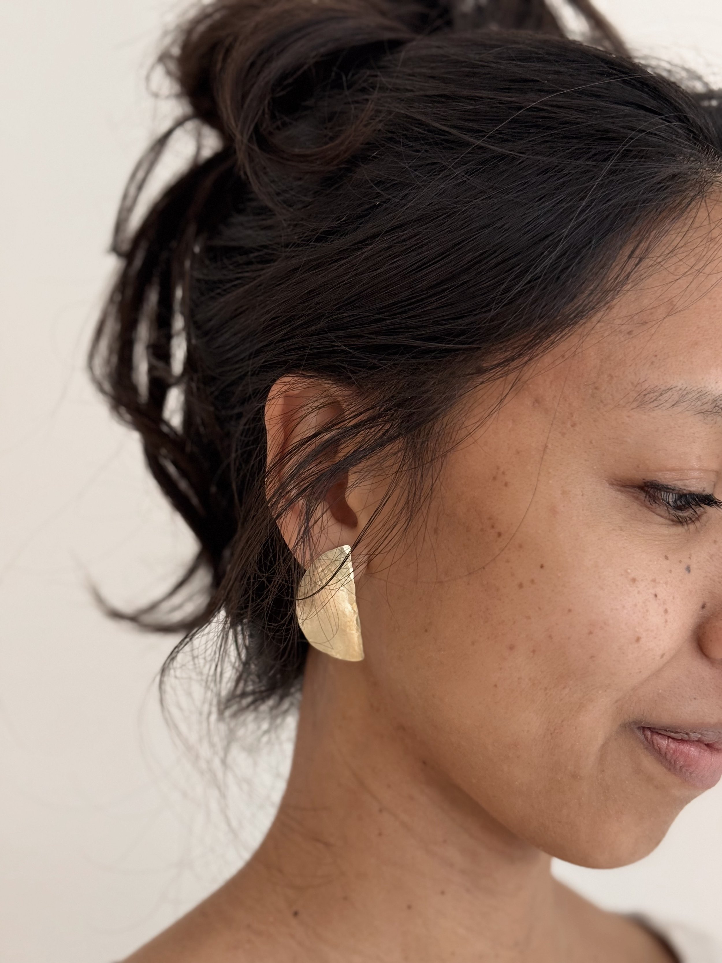 Half Moon Brass Earrings