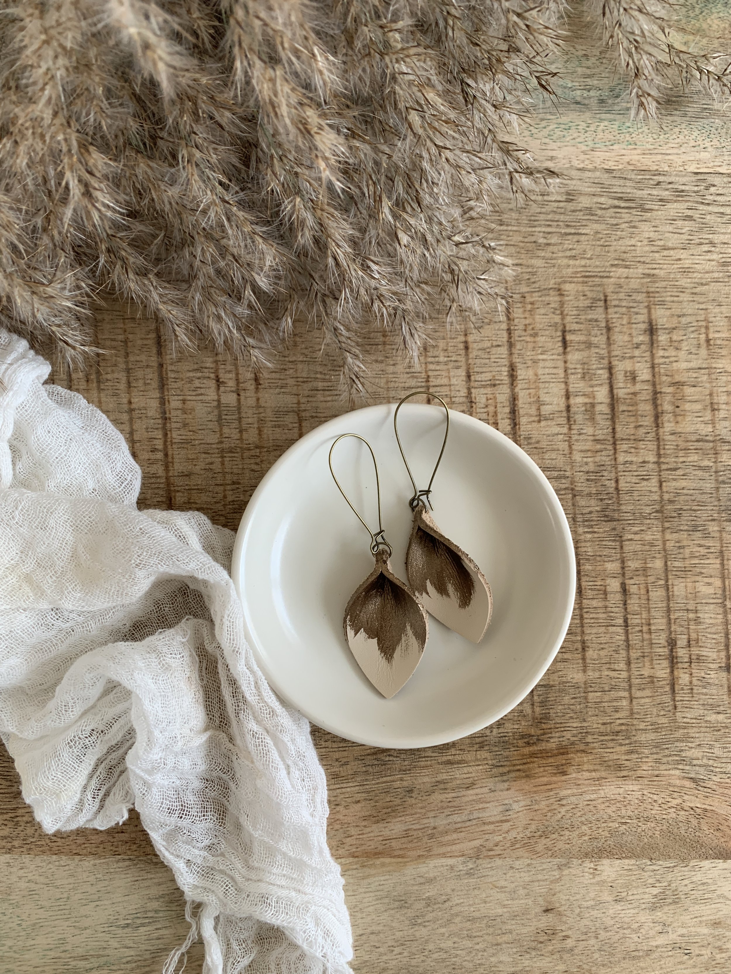Leather Leaf Earrings