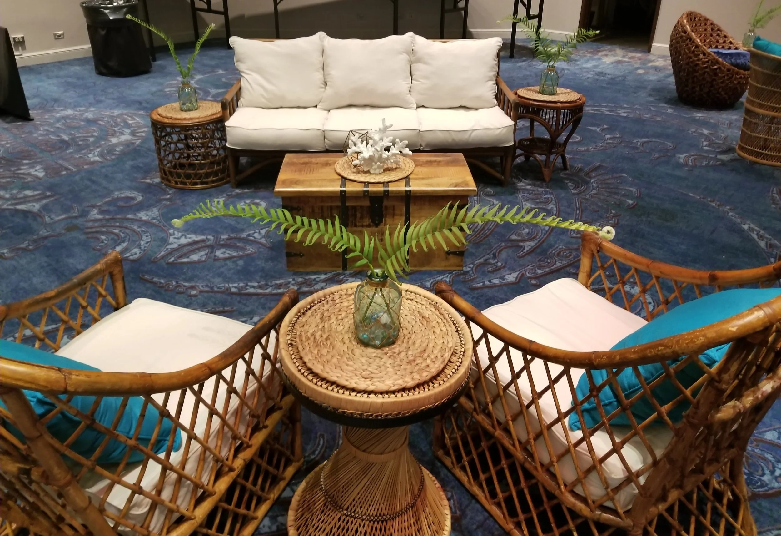 Tropical Blue Rattan Lounge 1