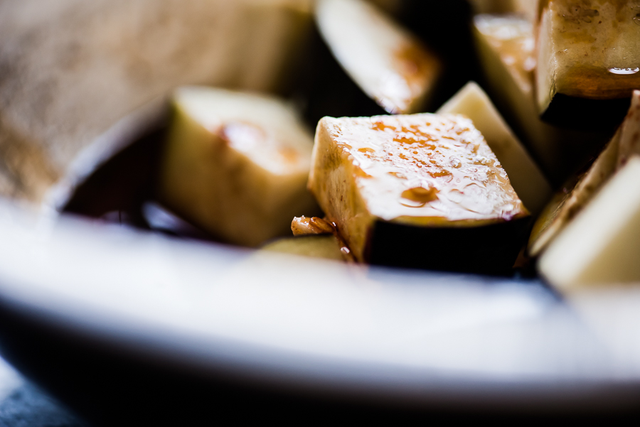 Pomegranate Molasses Harissa Roasted Eggplant