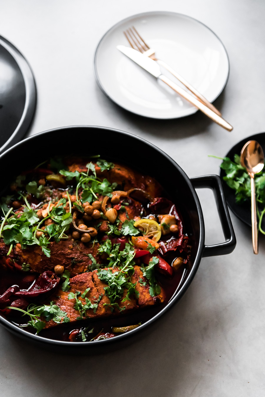 Moroccan Fish with Chickpeas and Preserved Lemons | Gather a Table