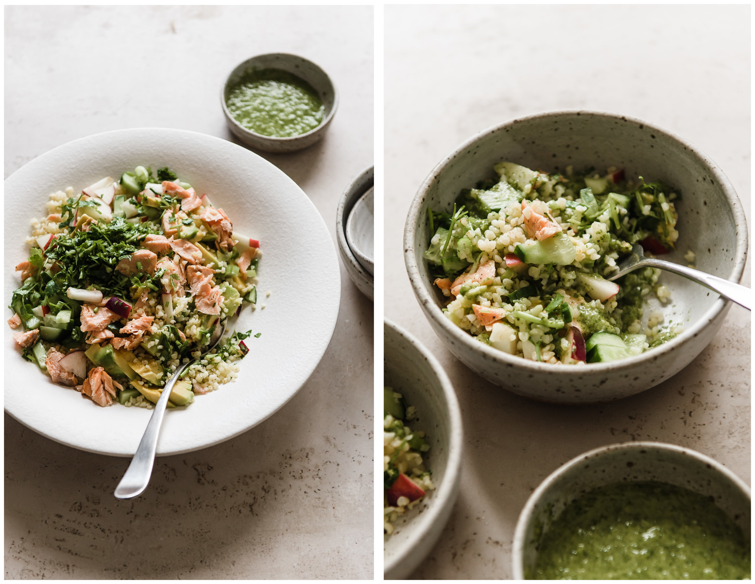 Salmon Bulgur Salad with Herby Vinaigrette | Gather a Table