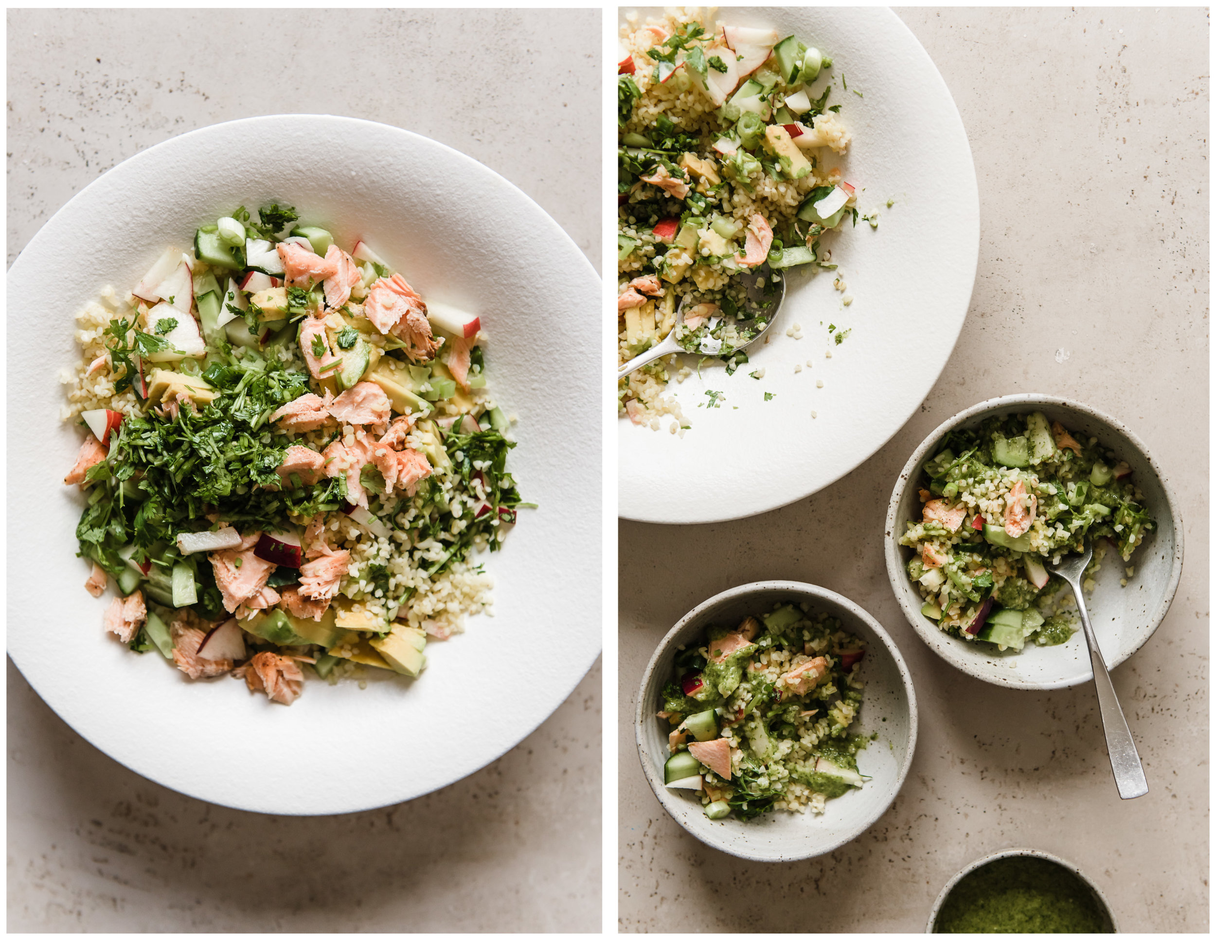 Salmon Bulgur Salad with Herby Vinaigrette | Gather a Table