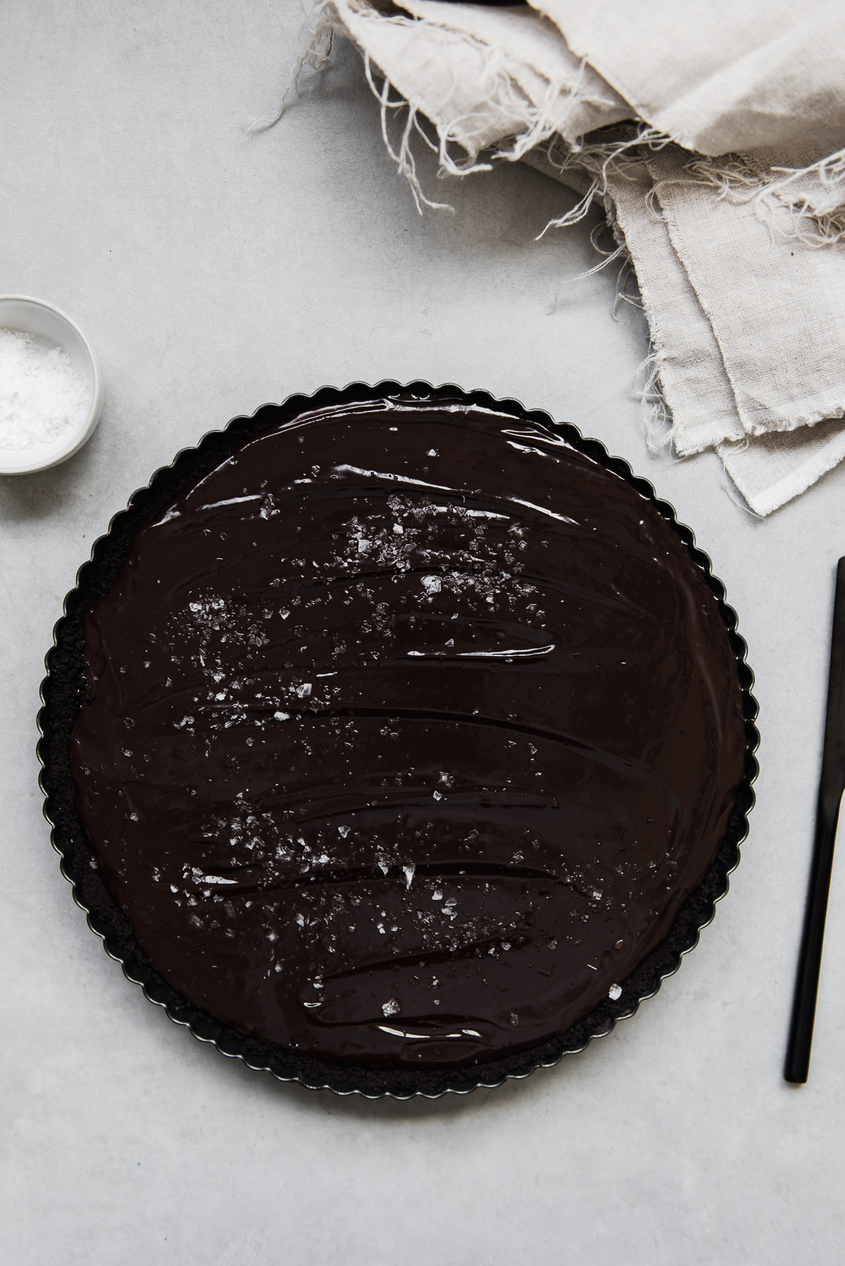 Dark Chocolate Tahini Caramel Tart | Gather a Table