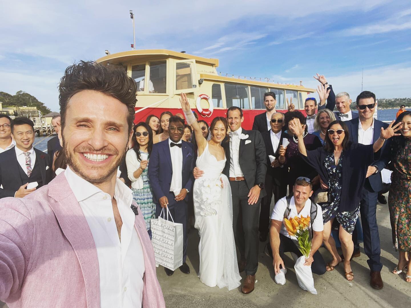 What a day - gorgeous ☀️ Lucky newlyweds Jie &amp; Tobi, lucked out this sunny Saturday!!! Congratulations to the newlyweds!!! 🙌🏽🎉☀️ 
.
.
#married #newlyweds #bestday #instawedding #sydneyharbour #harbourwedding #sydneycelebrant
