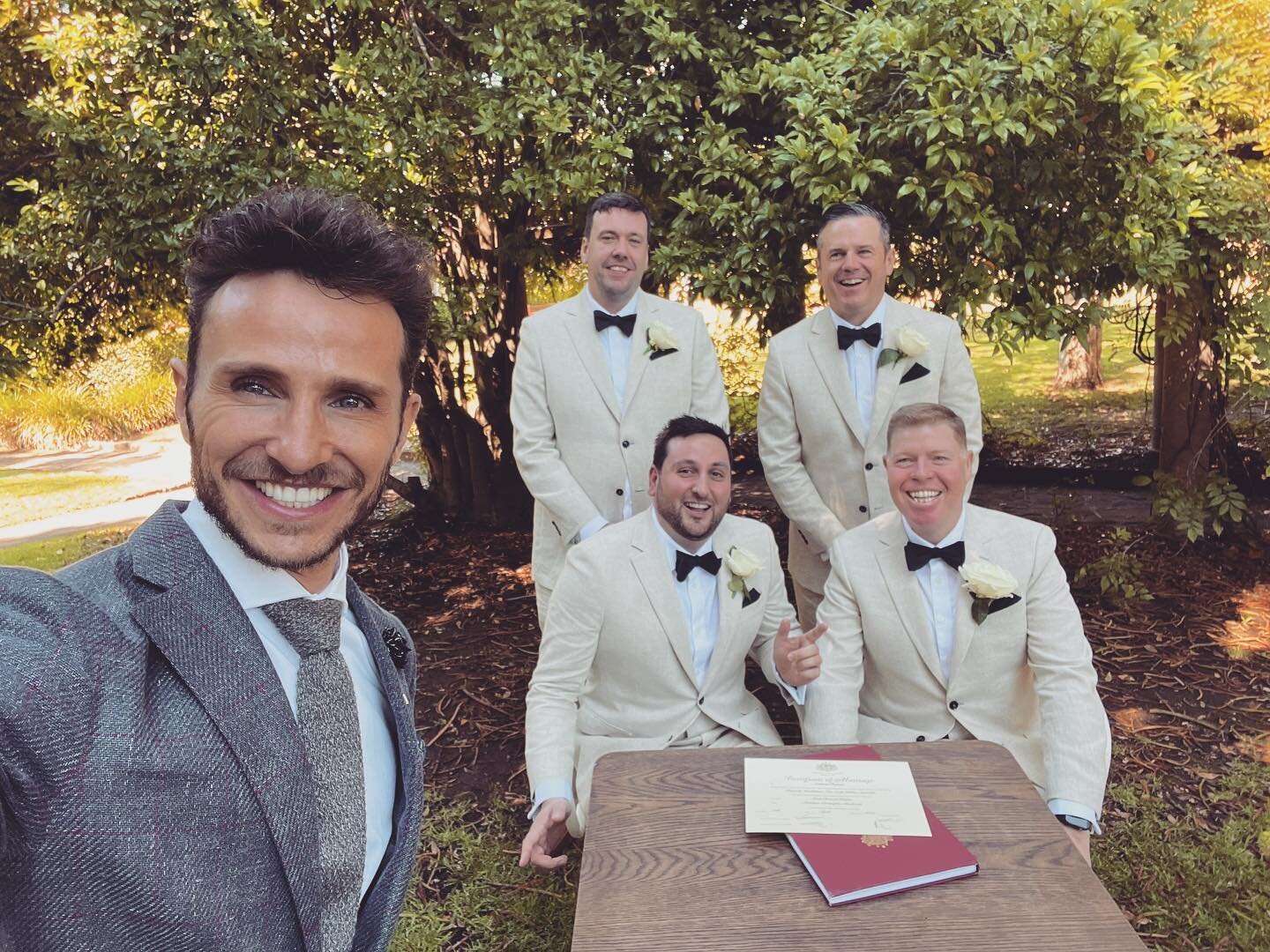 Haha photobombed the shot 😝 Congrats to Matt &amp; Mark tying the knot today 🥳 stunning day, stunning location at @chiswickwoollahra and great fun 🤩 Enjoy gents. 
.
.
#mrandmr #married #sydneywedding #weddingday