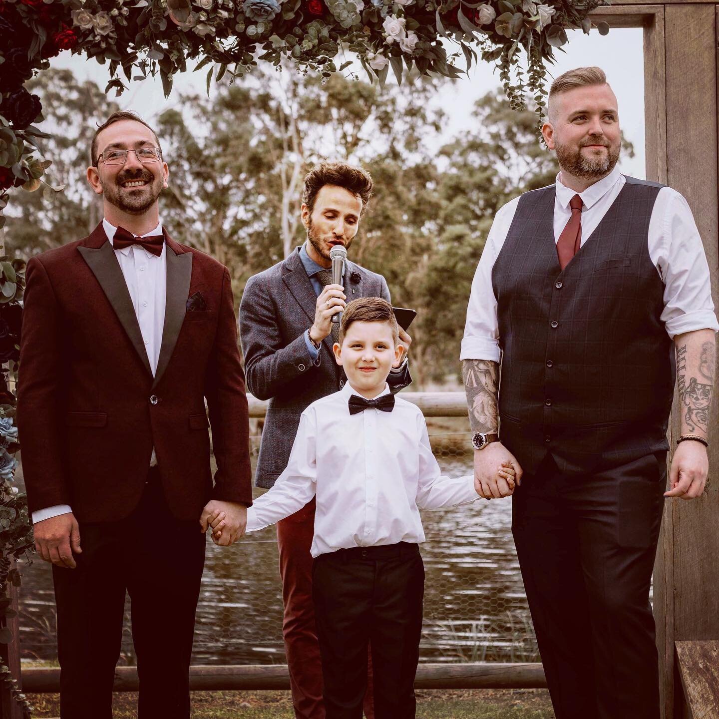Love this pic - including little Elliot in the ceremony was so cute. Congrats gents to the next chapter 🥳🎉😍 
.
.
#weddingceremony #instawedding #mrandmr #boysgotmarried #weddingday #loveislove 🌈