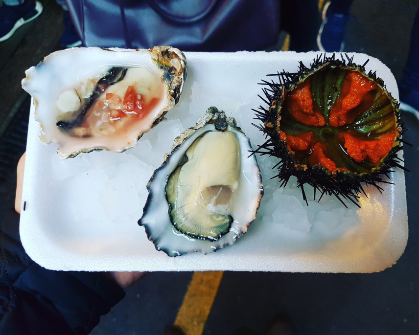 Oysters and urchin