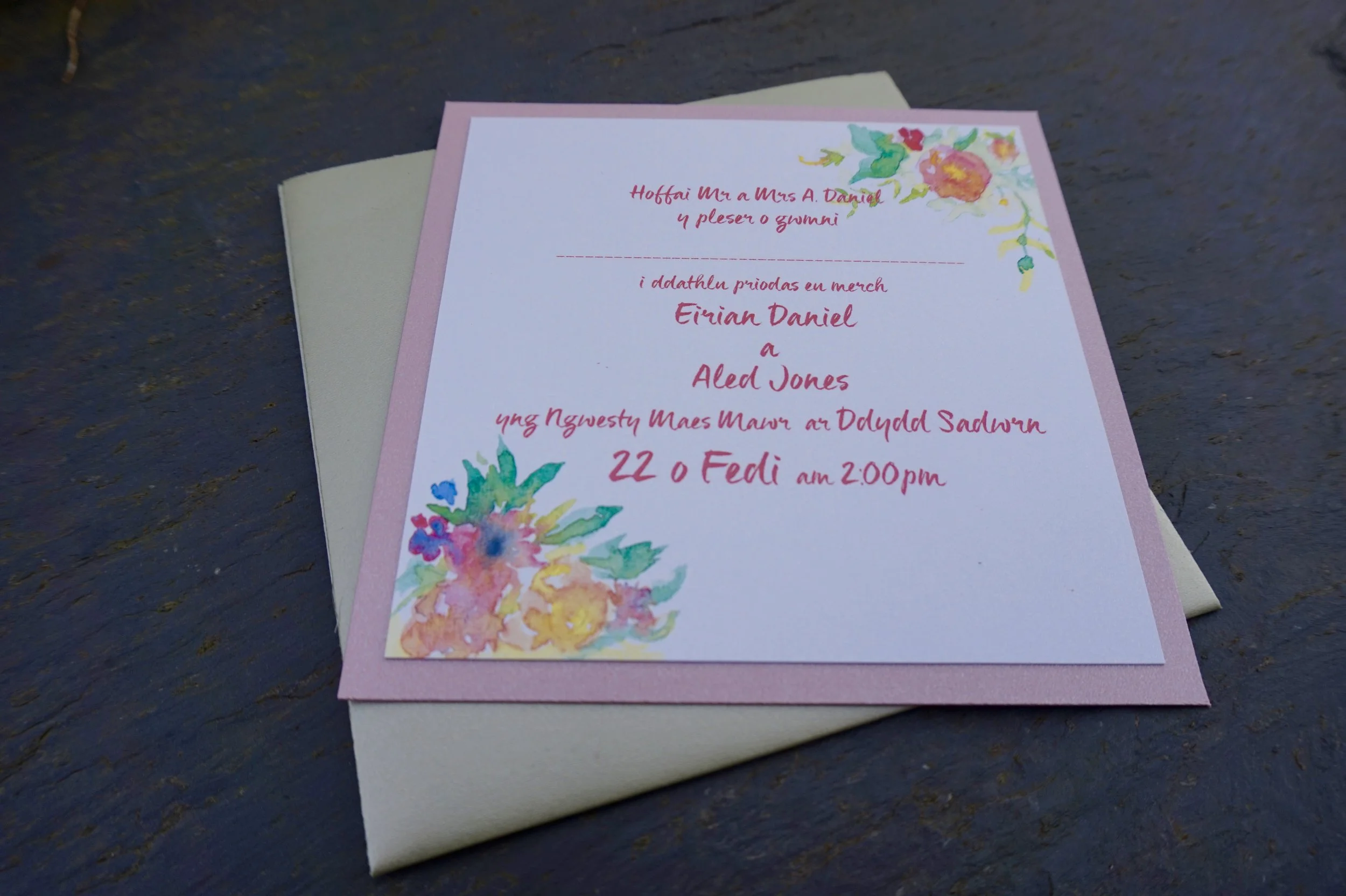 Gwahoddiad Poced Sgwar / Square Pocketfold Invite