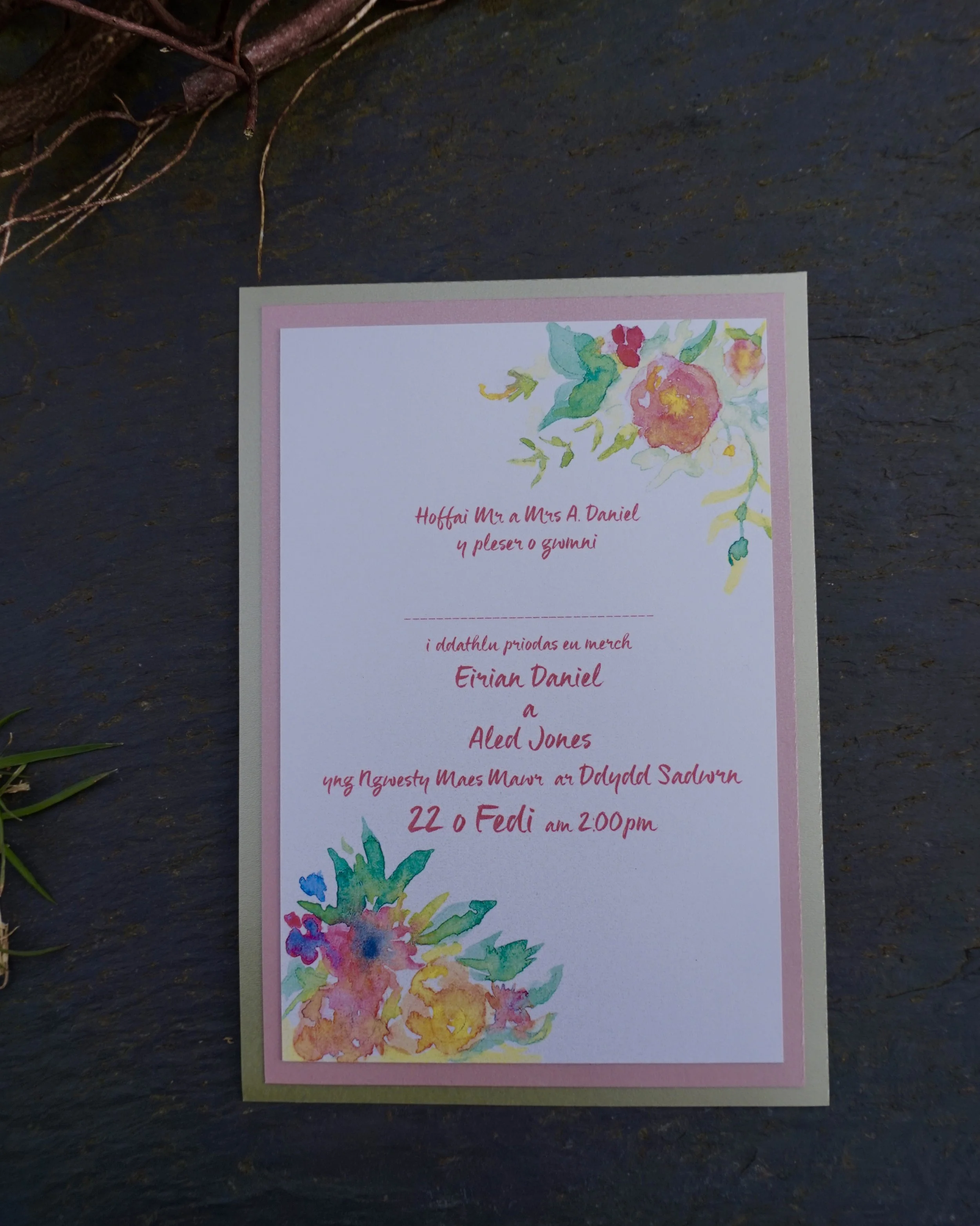 Gwahoddiad Panel A5 / A5 Panel Invitation