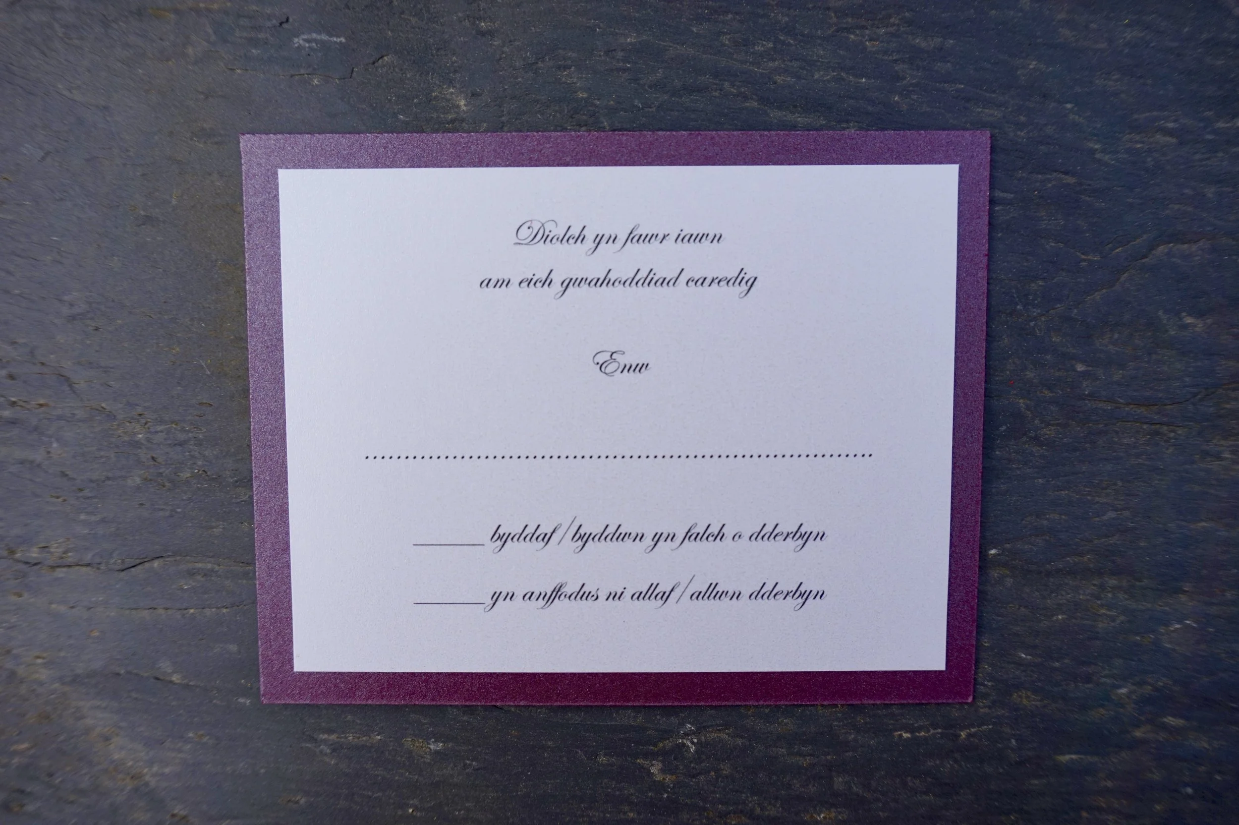 Cerdyn Ymateb / RSVP Card 