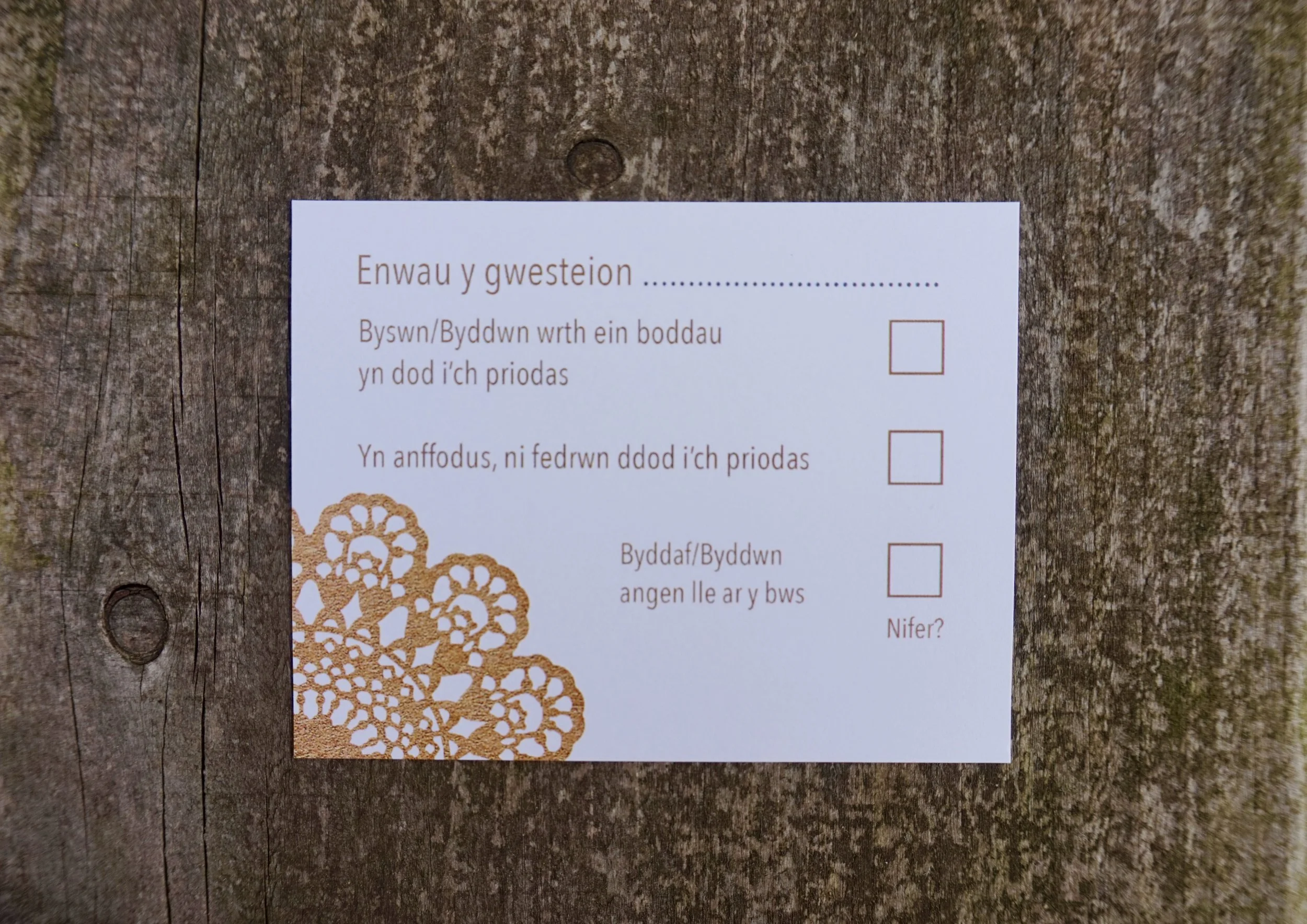 Cerdyn Ymateb / RSVP Card 