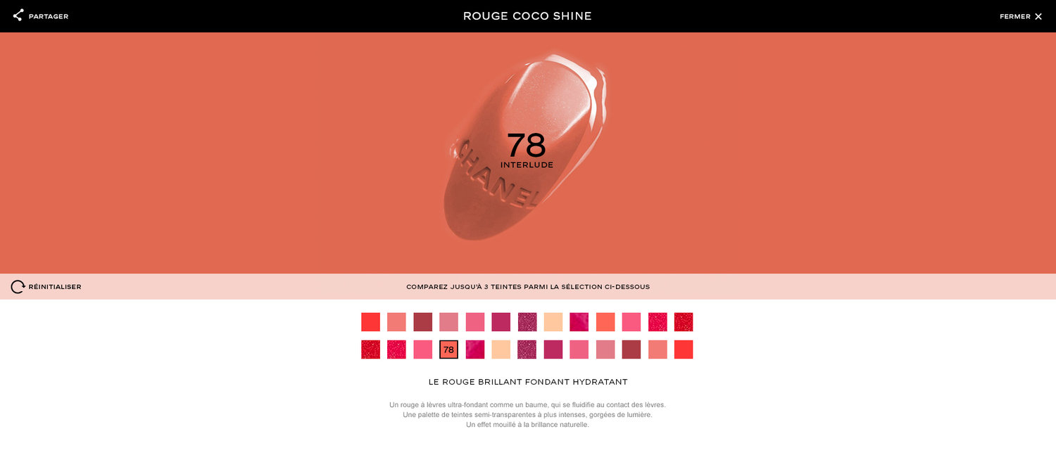 Chanel.com, Color Comparator • Direction Artistique • Responsive