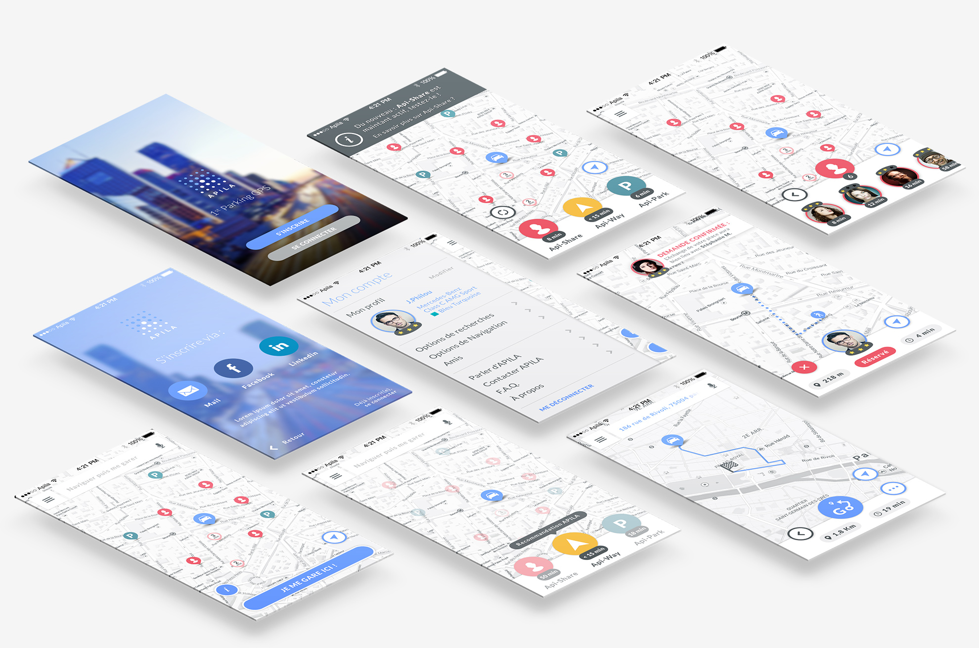 Overview of APILA main screens