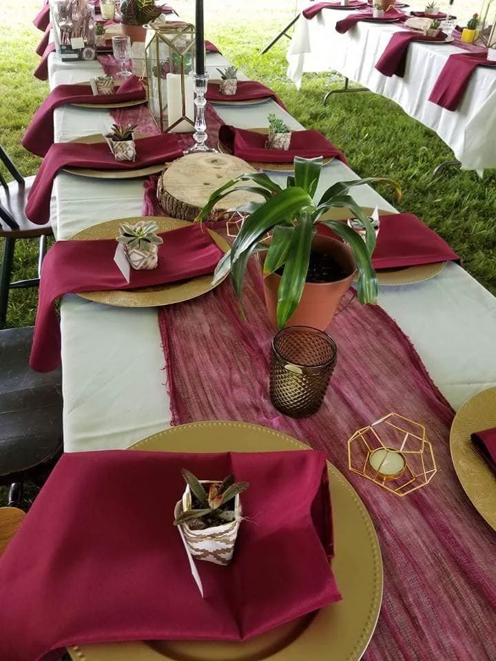 Bohemian chic reception décor
