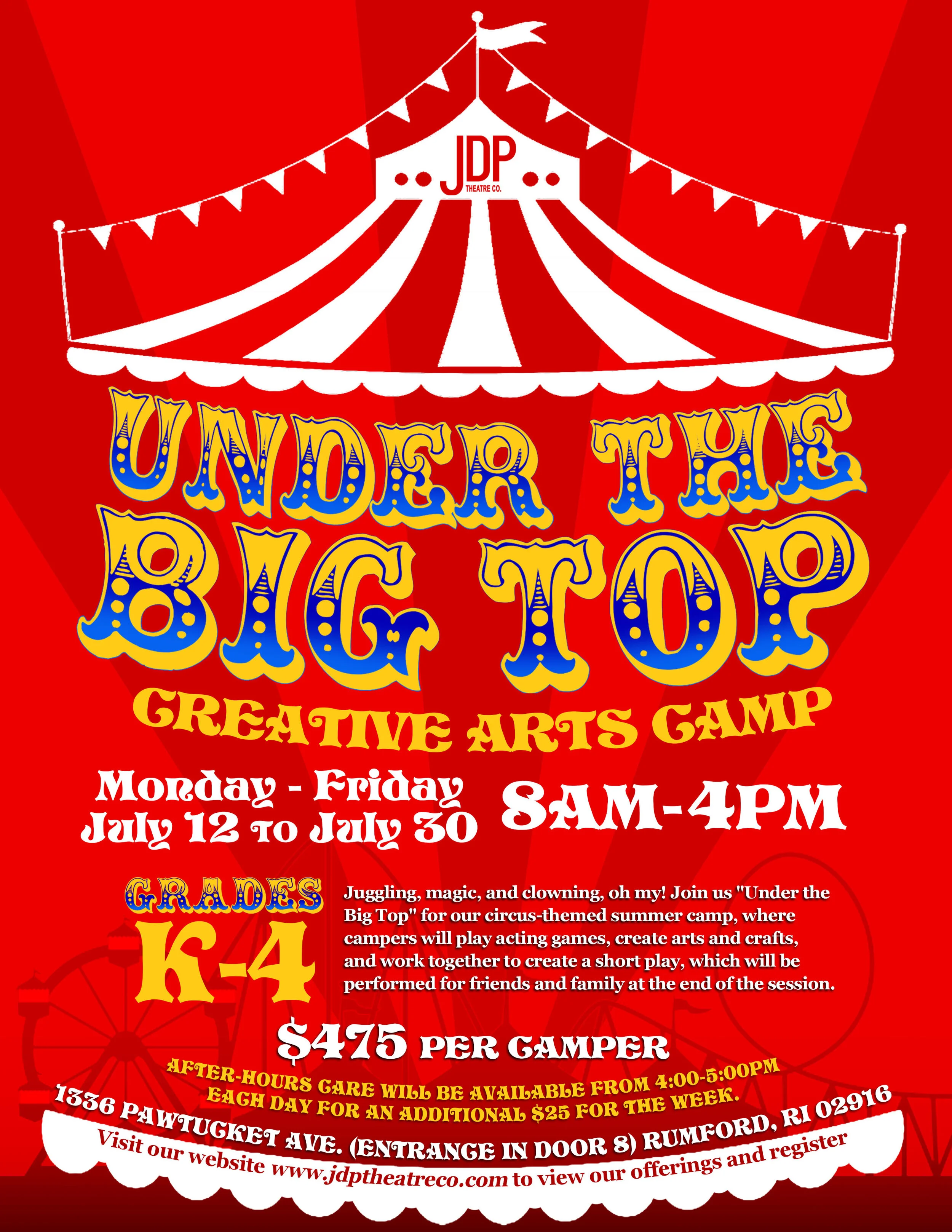 Under The Big Top Creative Arts Camp Jdp Theatre Company
