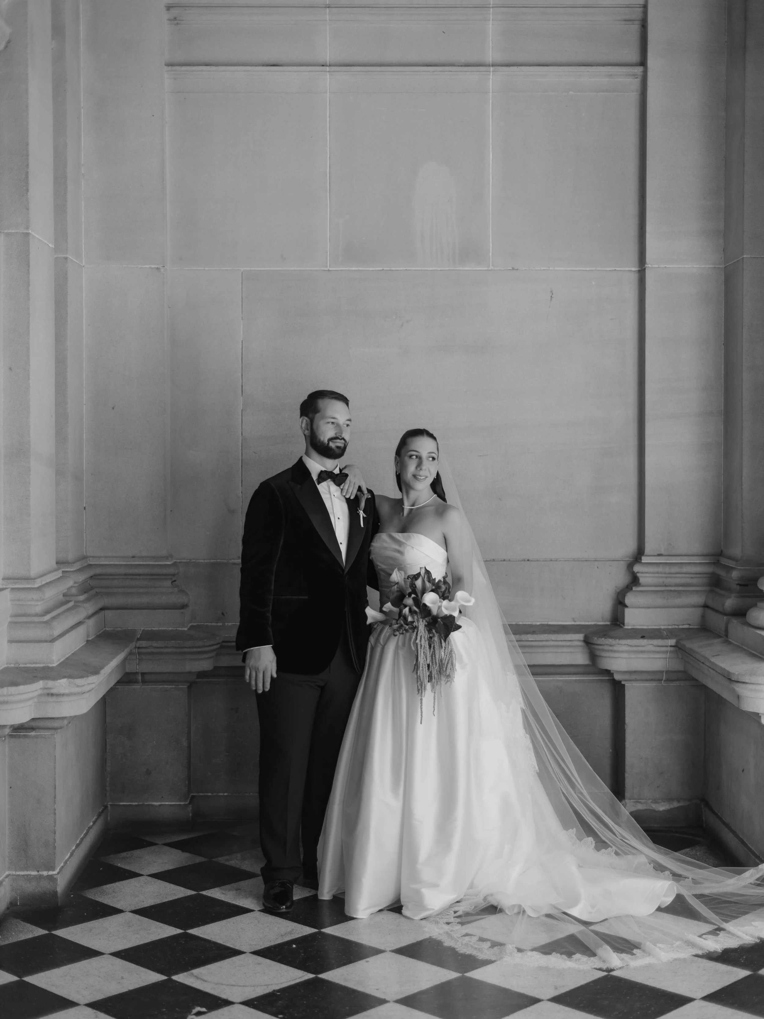Katie &amp; Louis&rsquo; Sydney wedding unfolded with effortless elegance, as guests followed the sound of live saxophone through the cobblestone streets of The Rocks, before arriving at the sunlit Museum of Contemporary Art for an unforgettable cele