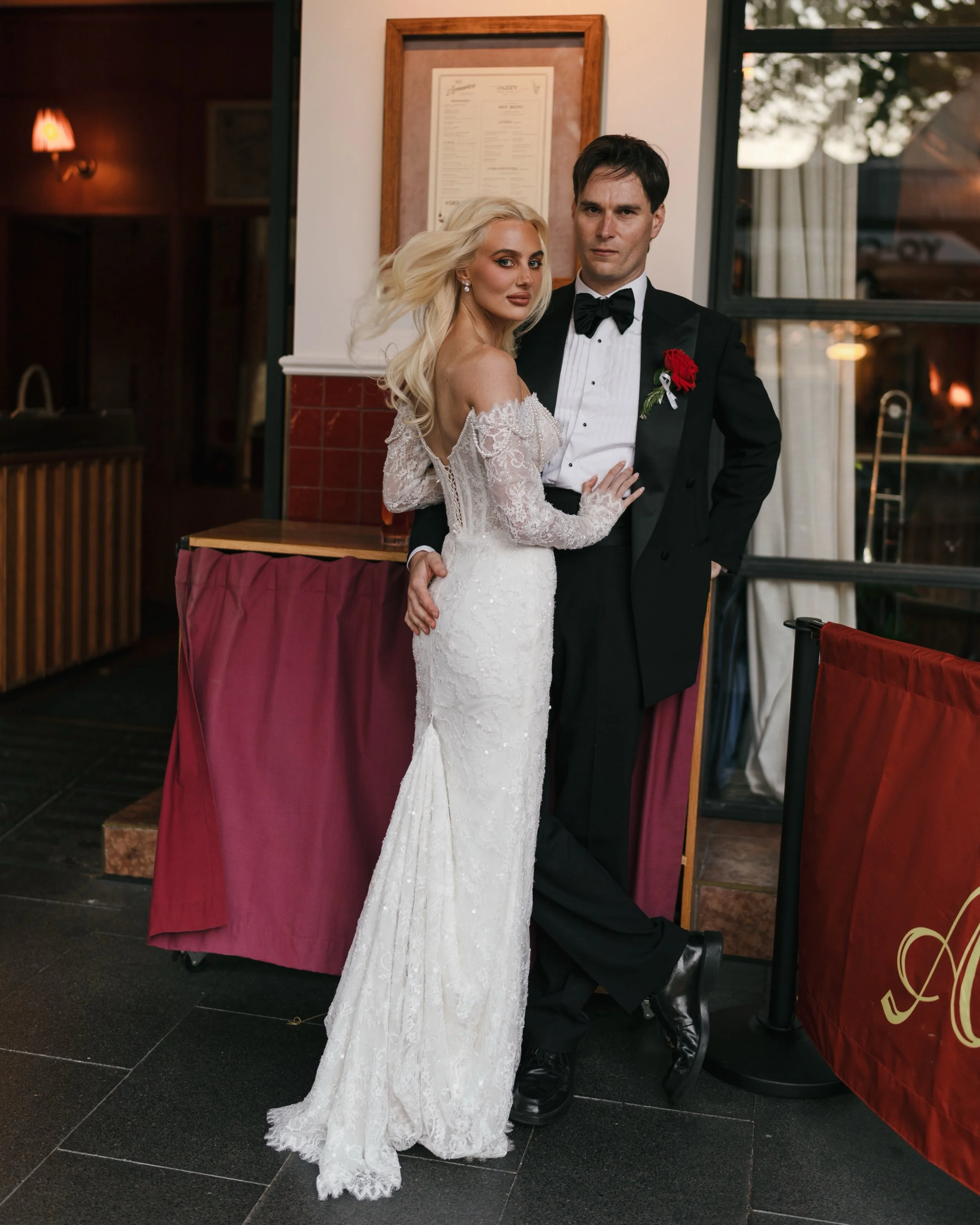 Brydie &amp; Zac

The bride in a sculptural gown by @wona_concept, effortlessly refined, moving through the day with understated elegance. 

Featuring a complete takeover of Sydney&rsquo;s @armoricasurryhills where burgundy leather booths, elongated 