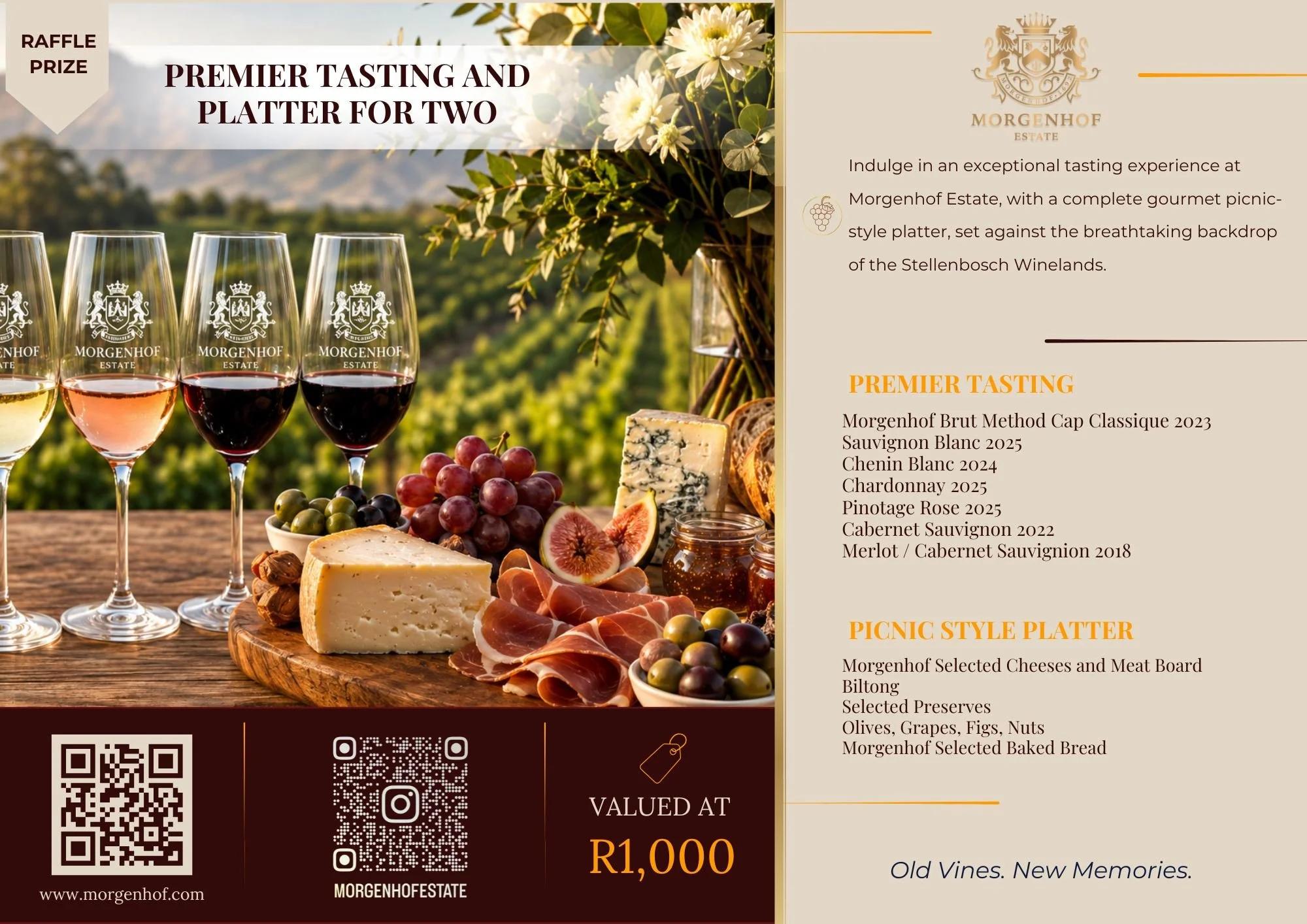 🍇 Sip and savour at the stunning @morgenhofestate in Stellenbosch &mdash; WIN a Premier Tasting &amp; Platter for Two worth R1,000!

Enjoy 7 wines including their Cap Classique, Sauvignon Blanc, Chenin Blanc, Pinotage Ros&eacute; and more, paired wi