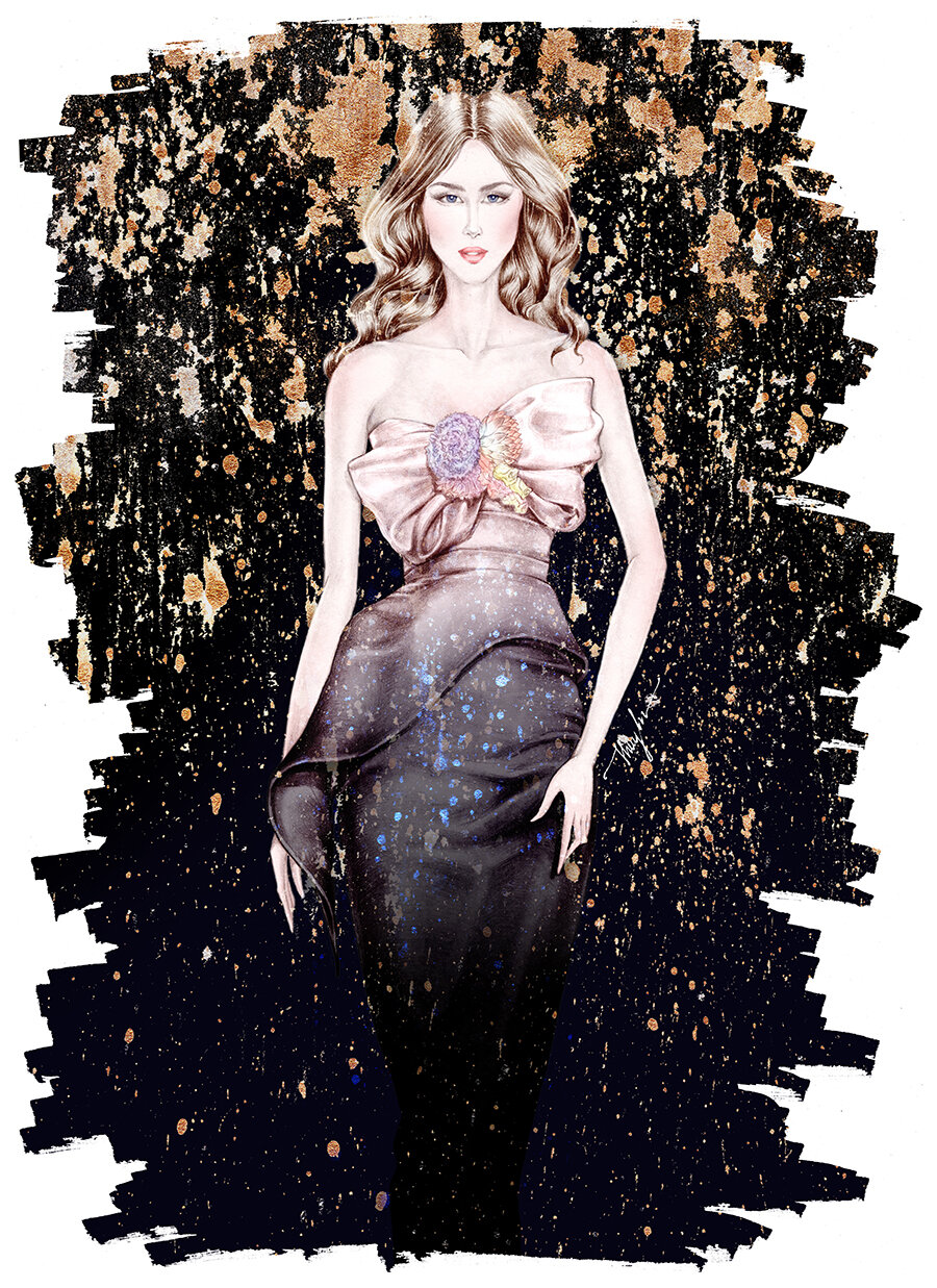 Bui Thuy An - Mixed media fashion illustration -Starry night.jpg