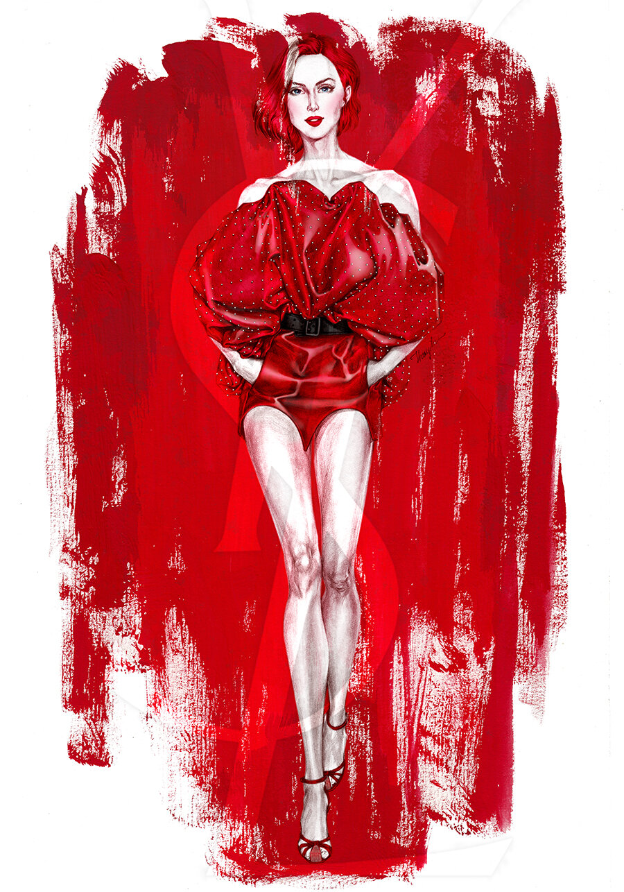 Bui Thuy An - Mixed media fashion illustration -The red YSL.jpg