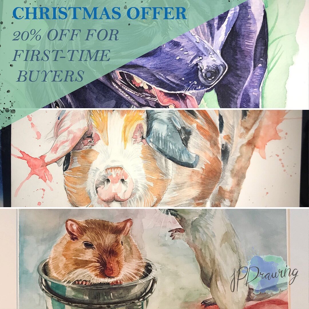 Final call for Christmas enquiries! 
Pictures of what I&rsquo;ve been working on coming soon! 🎉 

20% off for first-time buyers! 
+free framing included 
Watercolour and pencil drawings available
✏️ 🎨 
DM me for enquiries
.
.
.
.
#giftideas #christ