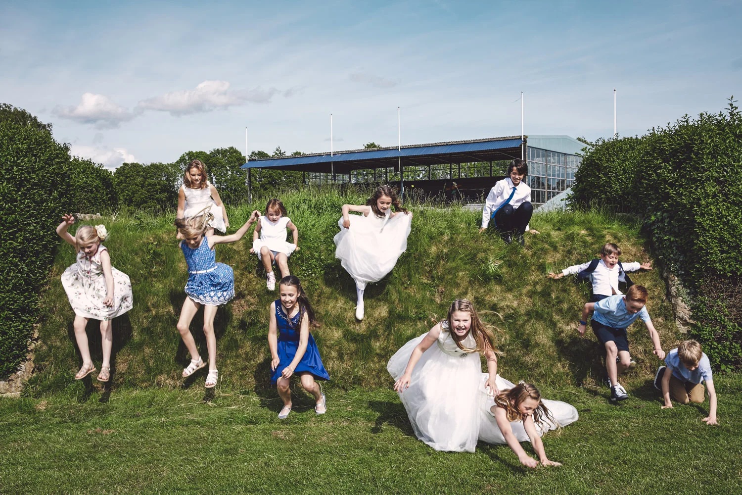 kids playing at a wedding