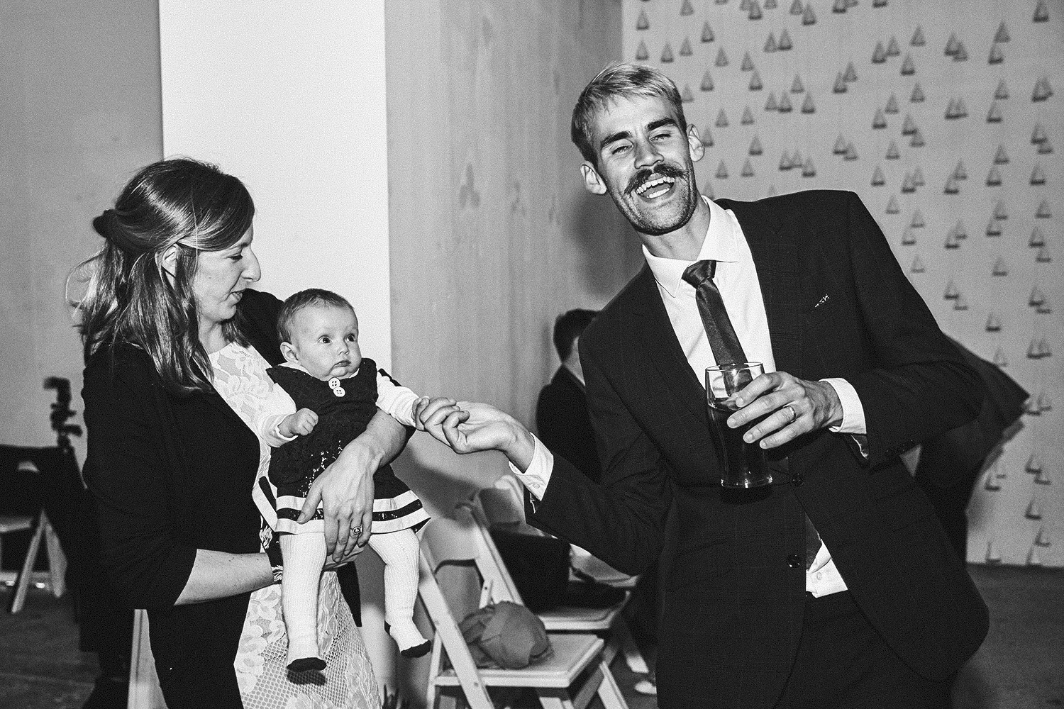 Candid wedding photo black and white