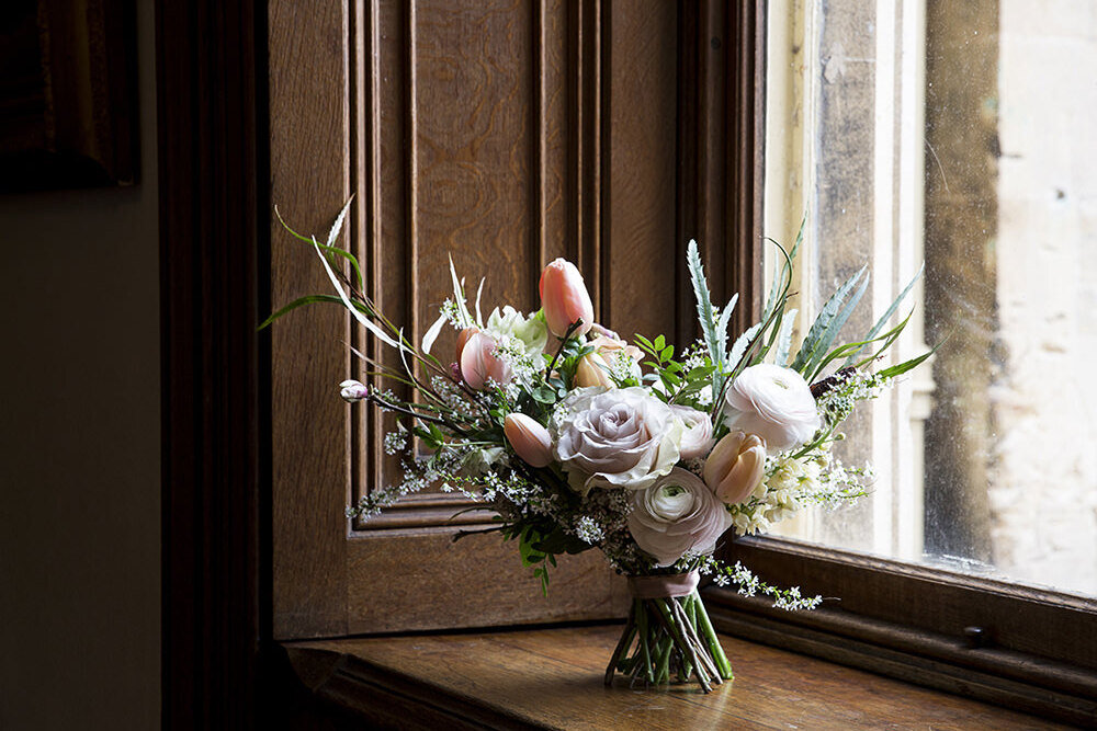 Bridal bouquet in window light