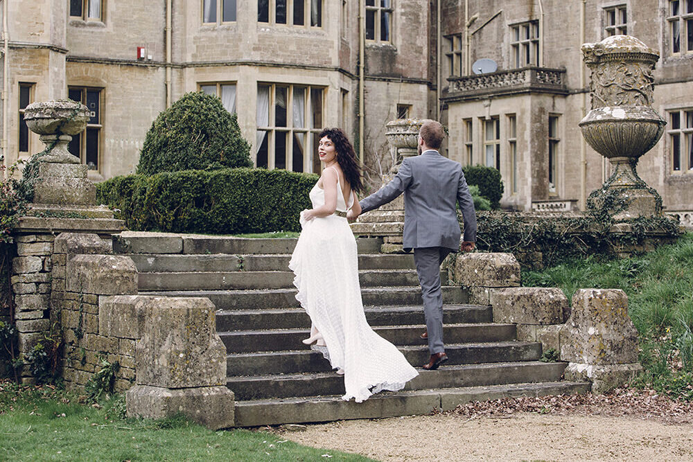 Bride and groom at Orchardleigh Estate
